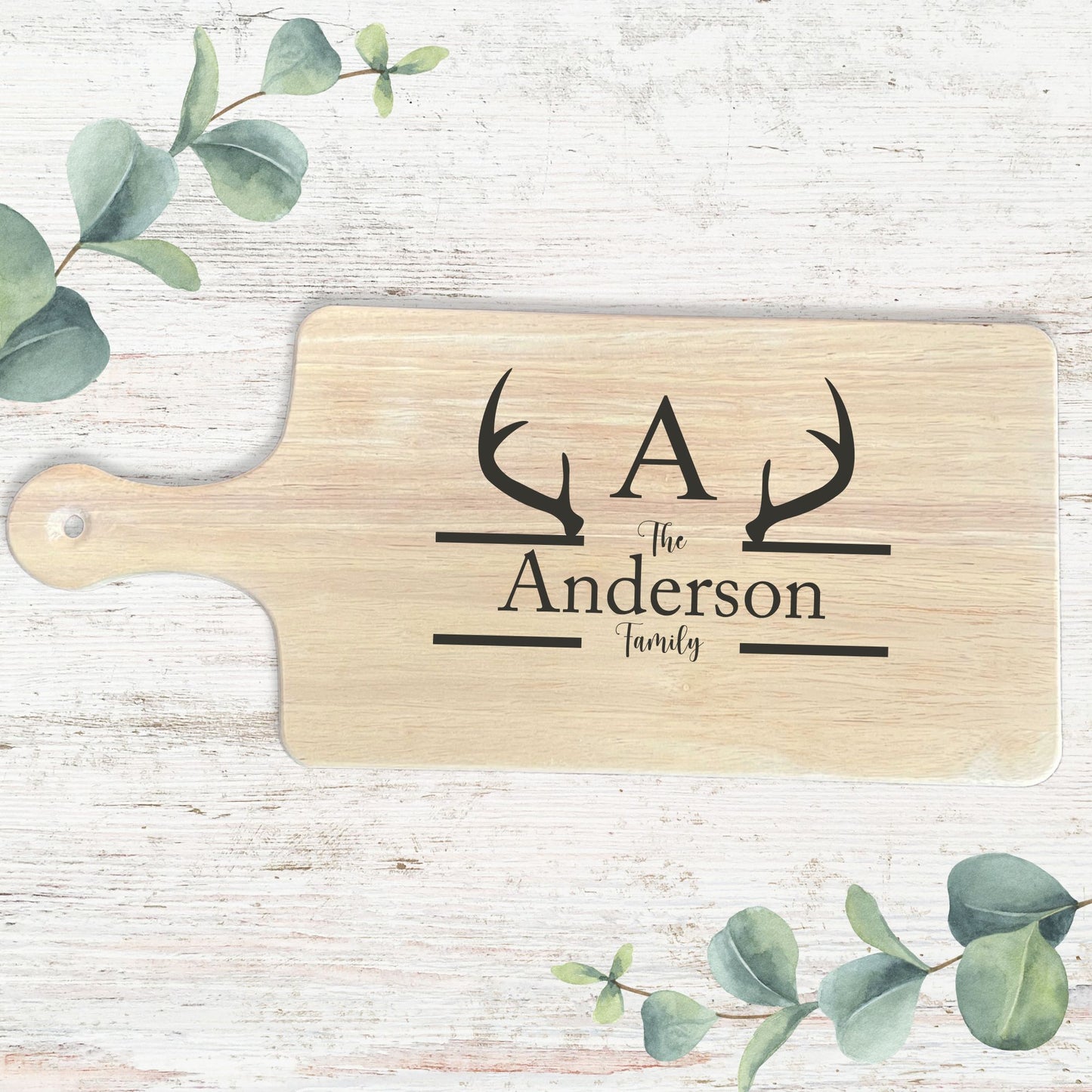 Personalized Engraved Paddle Cutting Board – Custom Family Design