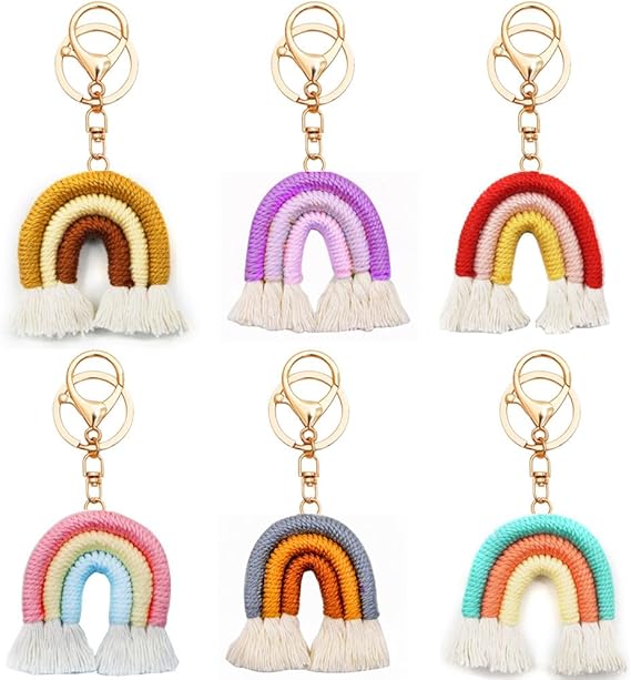 Personalized Teacher Gift Set – Sticky Note Holder + Boho Rainbow Keychain