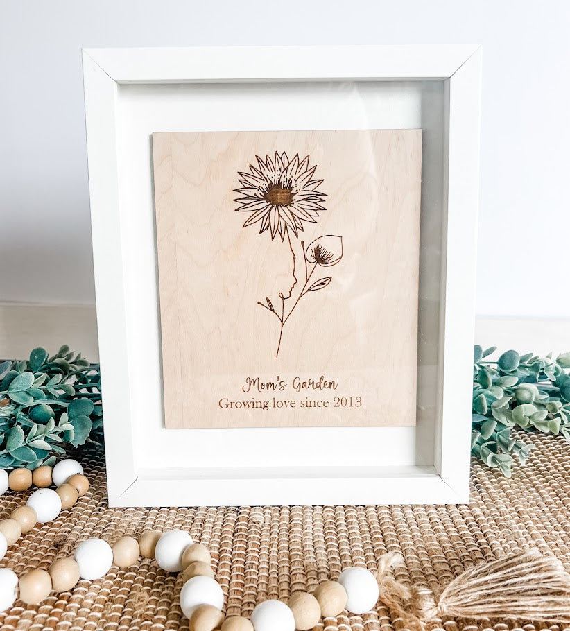 Birth Month Bouquet Silhouette Art – Personalized Framed Gift for Mom or Grandma