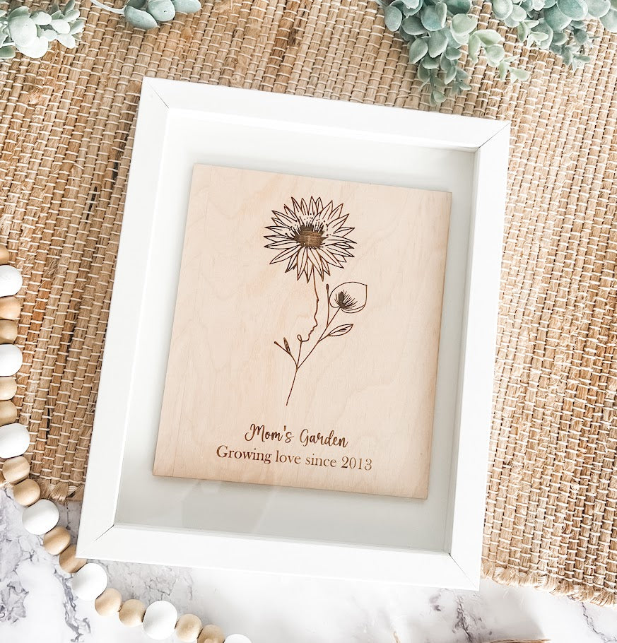 Birth Month Bouquet Silhouette Art – Personalized Framed Gift for Mom or Grandma