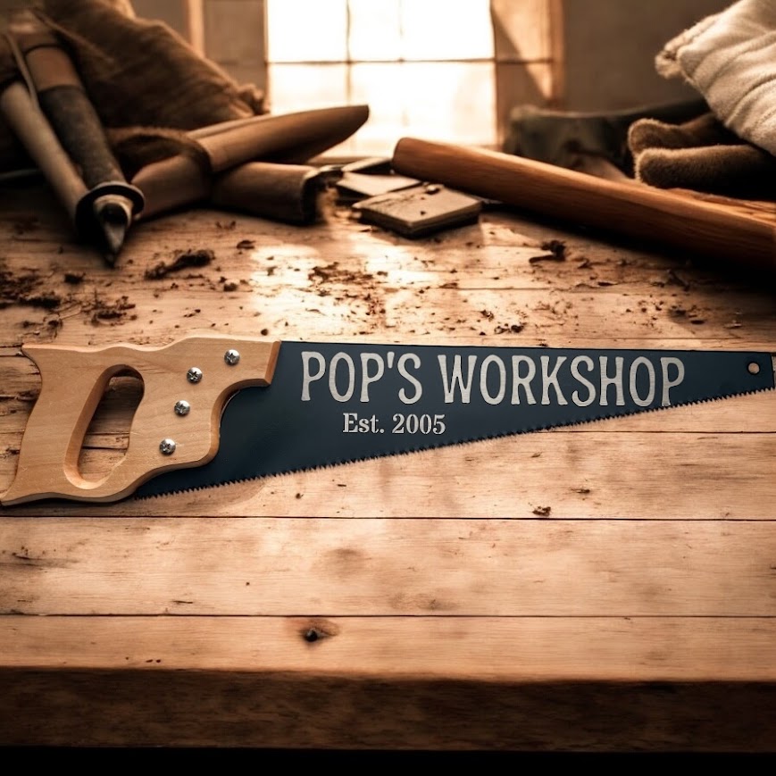 Custom Engraved Display Hand Saw – Personalized Workshop Gift