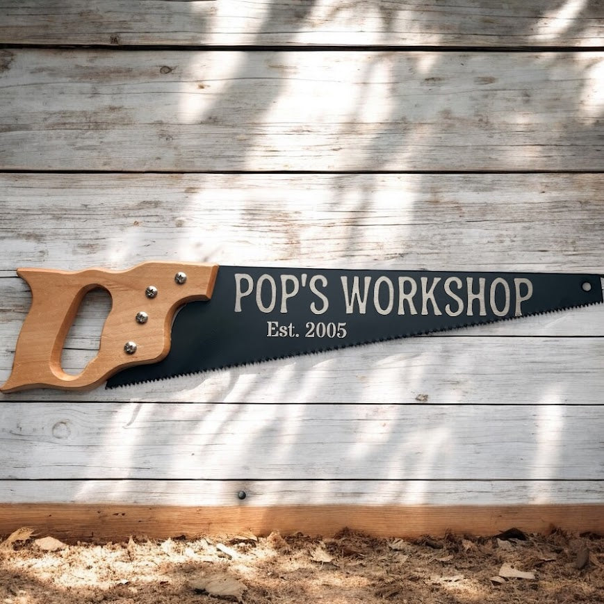 Custom Engraved Display Hand Saw – Personalized Workshop Gift