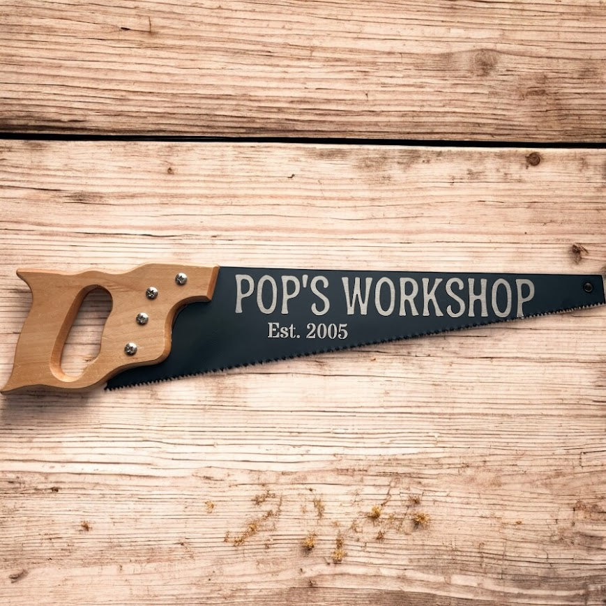 Custom Engraved Display Hand Saw – Personalized Workshop Gift