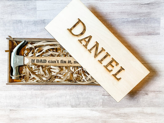 Personalized Engraved Hammer and Wooden Keepsake Box