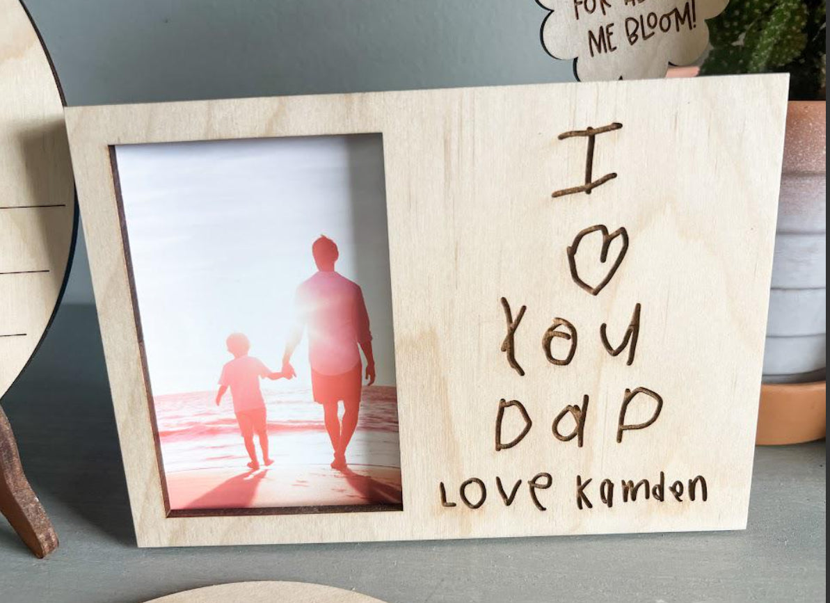 Custom Handwriting Wooden Photo Frame – Personalized Gift with Child’s Message