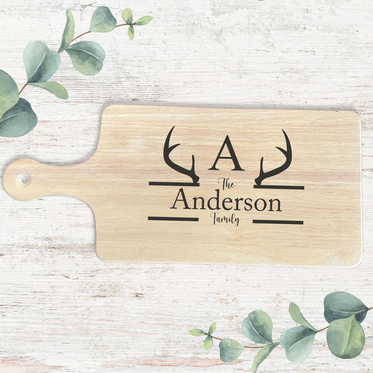 Personalized Engraved Paddle Cutting Board – Custom Family Design
