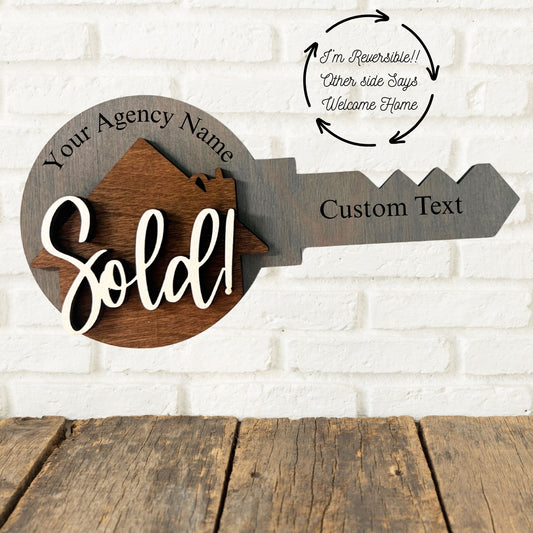 Reversible SOLD Key Sign – Personalized Realtor Closing sign
