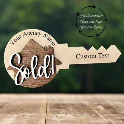 Reversible SOLD Key Sign – Personalized Realtor Closing sign