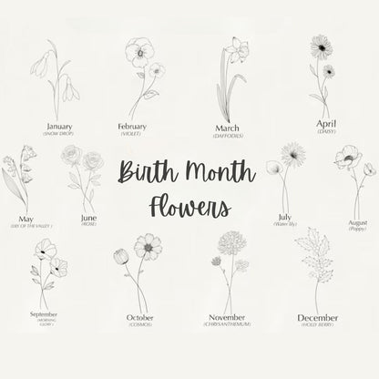 Birth Month Bouquet Silhouette Art – Personalized Framed Gift for Mom or Grandma