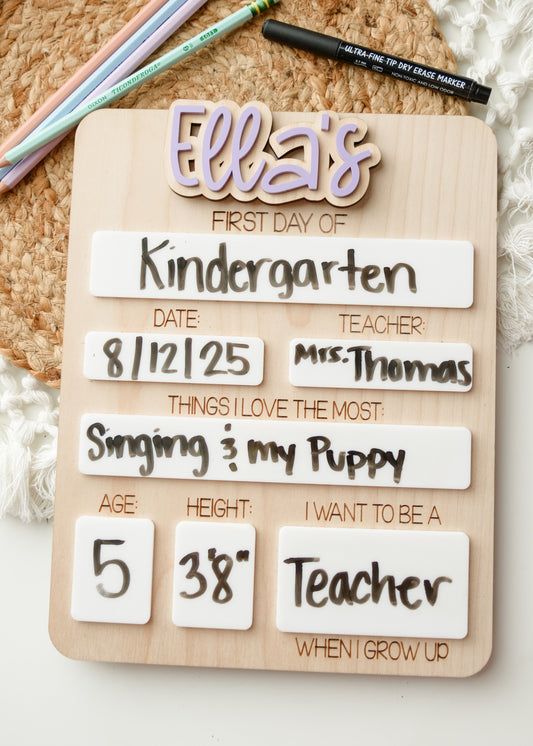 Personalized First & Last Day School Sign – Wooden Reusable Board