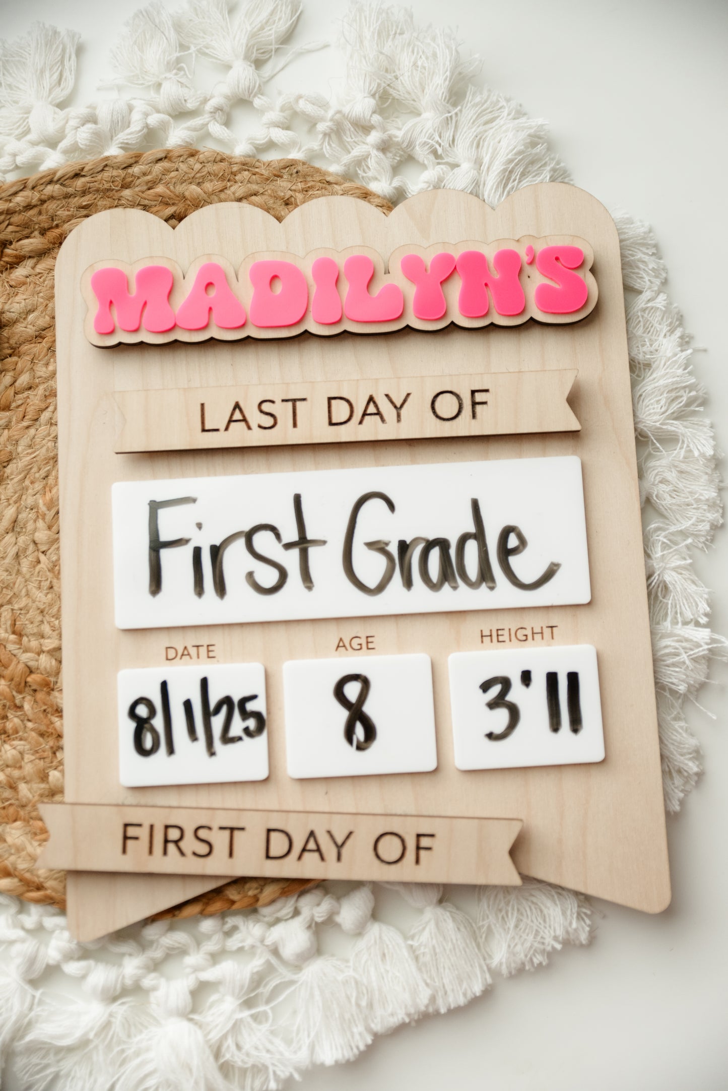 Personalized First & Last Day School Sign – Wooden Reusable Board