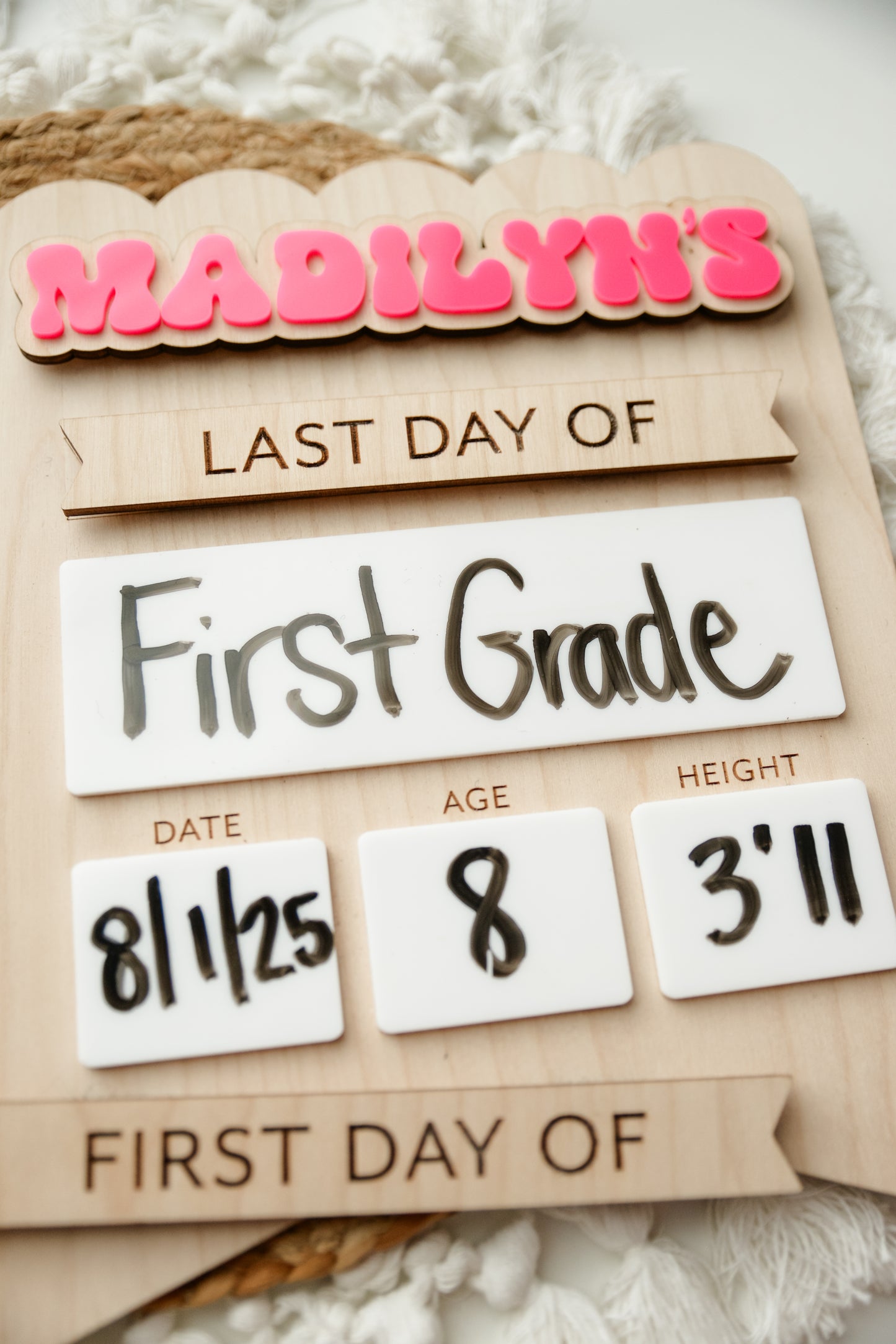 Personalized First & Last Day School Sign – Wooden Reusable Board