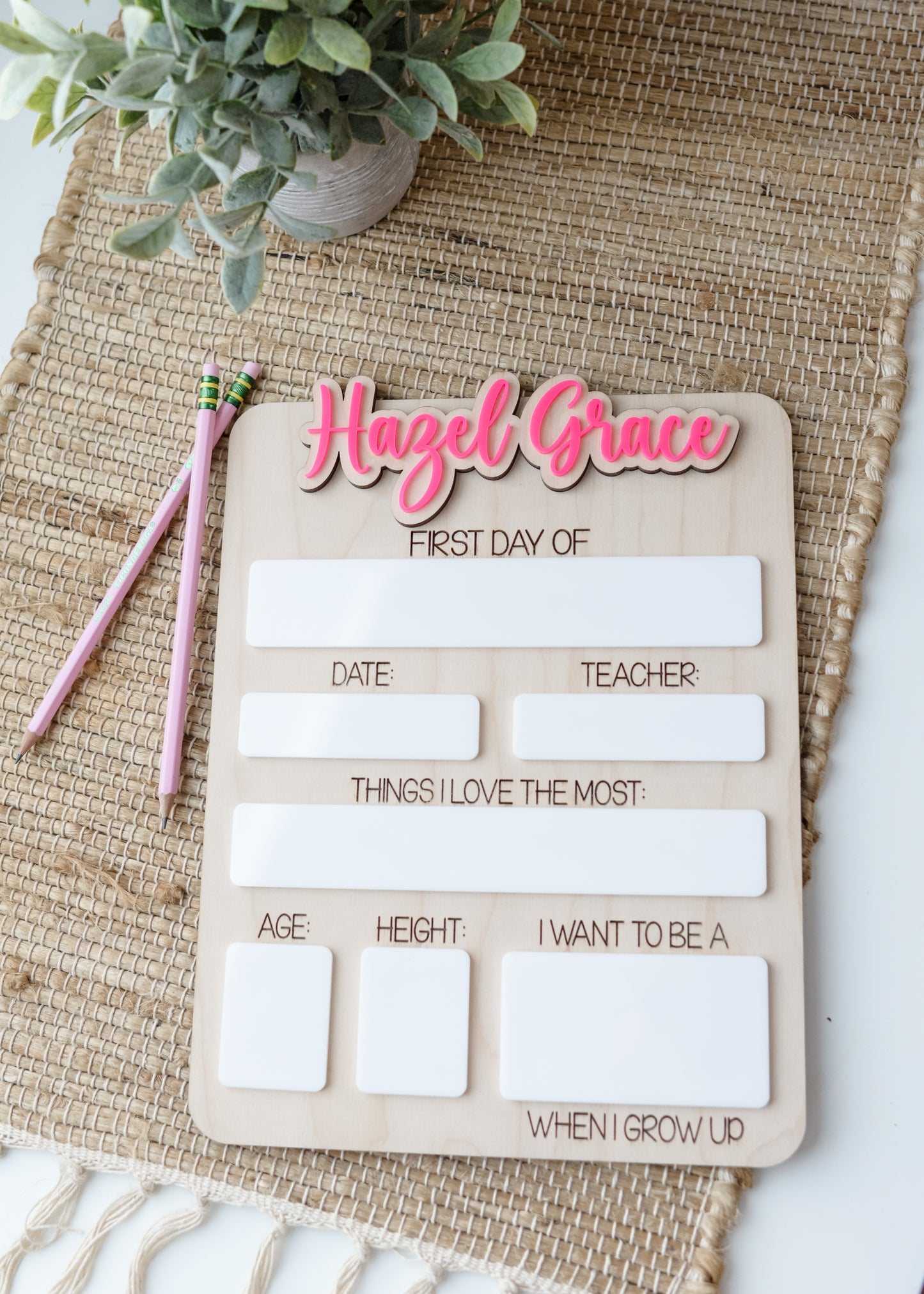 Personalized First & Last Day School Sign – Wooden Reusable Board