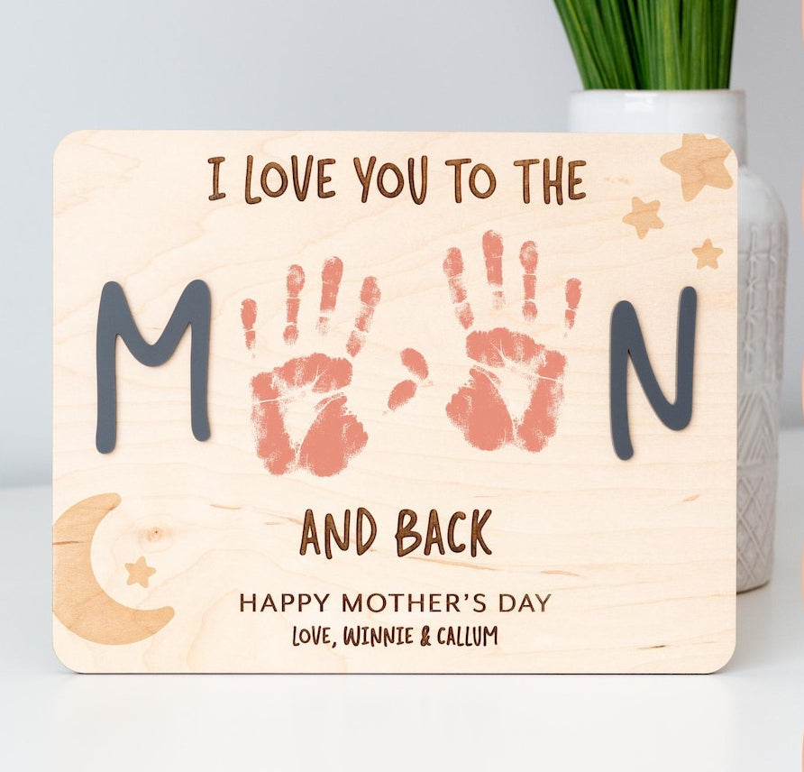 I love you to the moon Hand print sign