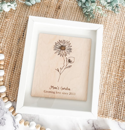 Birth Month Bouquet Silhouette Art – Personalized Framed Gift for Mom or Grandma