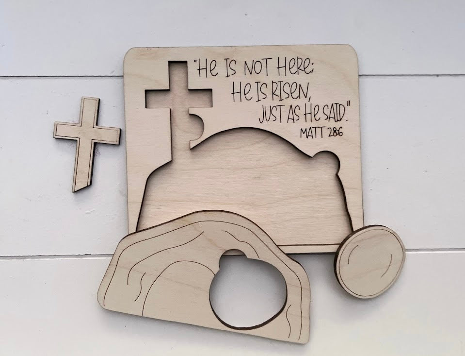 He Is Risen Wooden Puzzle | Christian Easter Toy for Kids | Resurrection Learning Activity