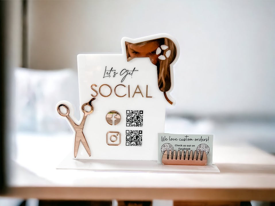 Let's Get Social Hair Salon Acrylic Sign