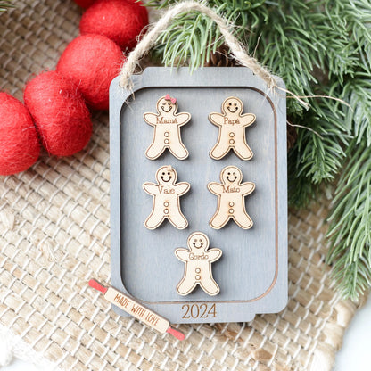 Family Christmas Ornament Personalized- Gingerbread Family