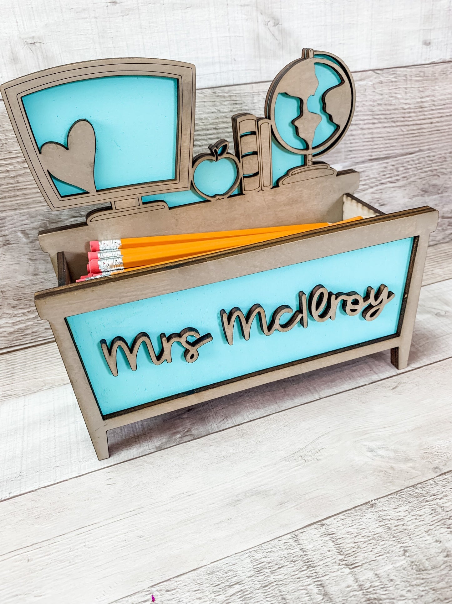 Teacher desk pencil holder 