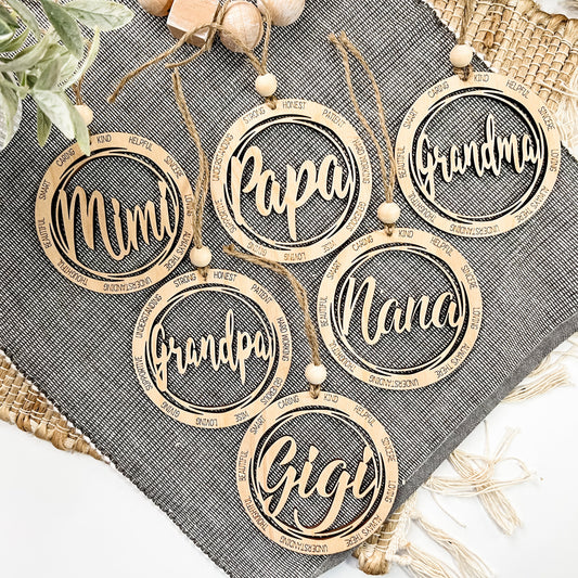 Affirmation ornaments Grandparents Versions